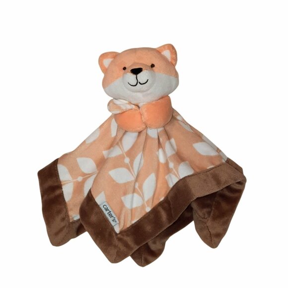 2016 Carter's Fox Orange & Brown Security Lovey Blanket 13" X 13" - Picture 1 of 5